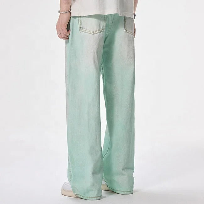 Mint Fade Wide-Leg Jeans