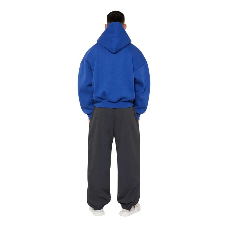 Cobalt Blue Boxy Hooded Sweatshirt without Pockets