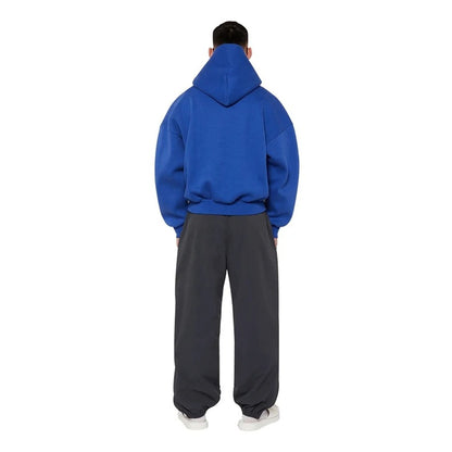 Cobalt Blue Boxy Hooded Sweatshirt without Pockets