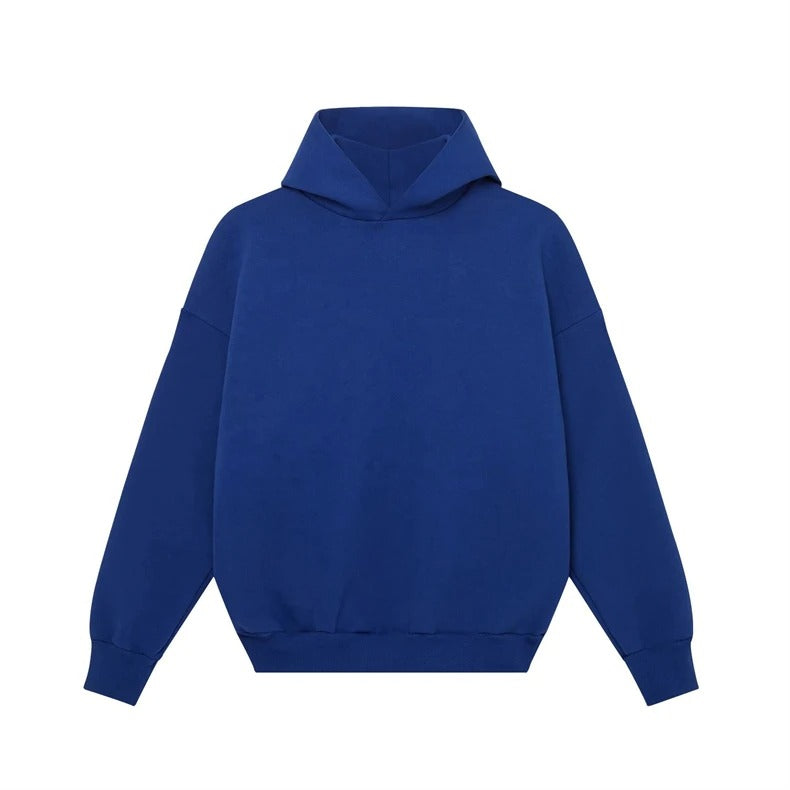 Cobalt Blue Boxy Hooded Sweatshirt without Pockets