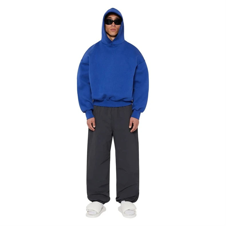 Cobalt Blue Boxy Hooded Sweatshirt without Pockets