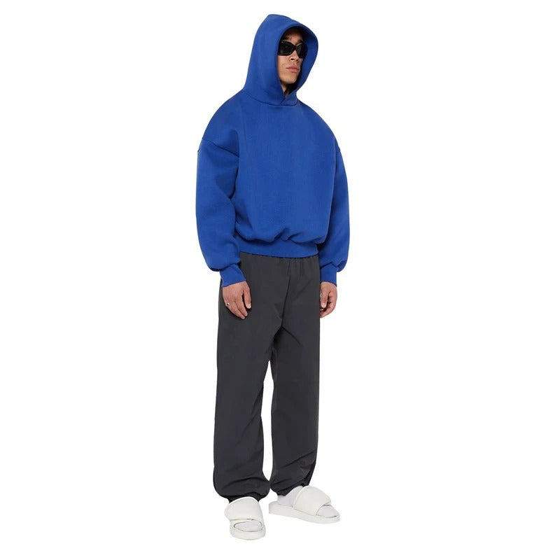 Cobalt Blue Boxy Hooded Sweatshirt without Pockets