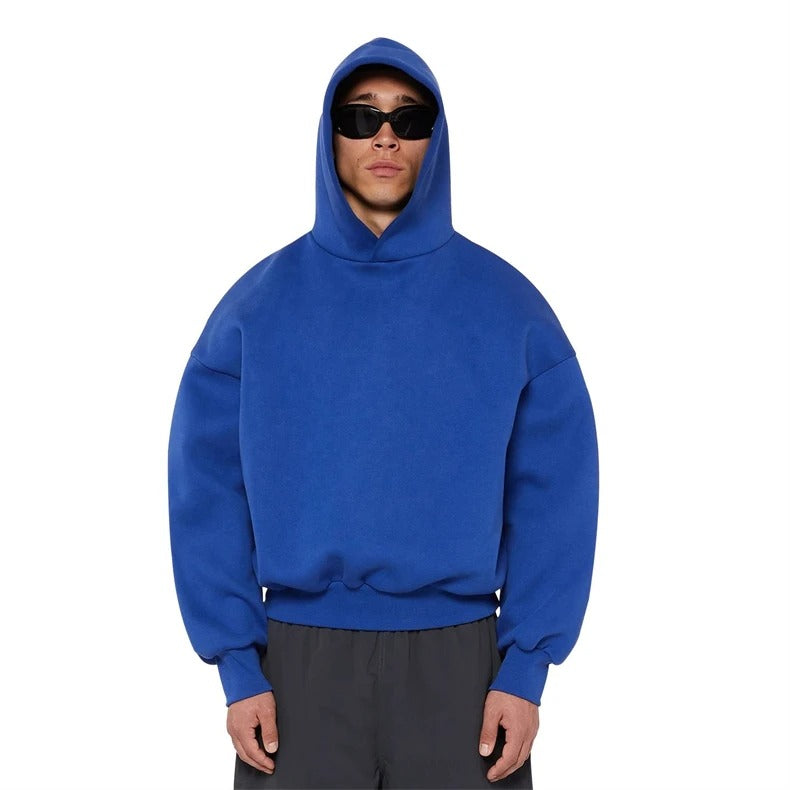 Cobalt Blue Boxy Hooded Sweatshirt without Pockets