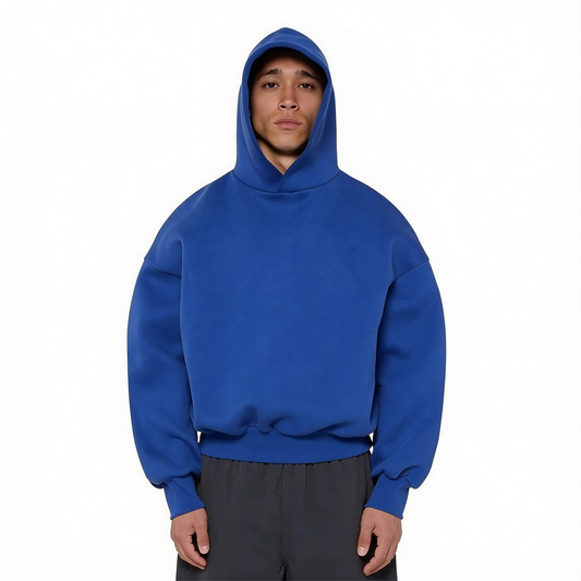 Cobalt Blue Boxy Hooded Sweatshirt without Pockets