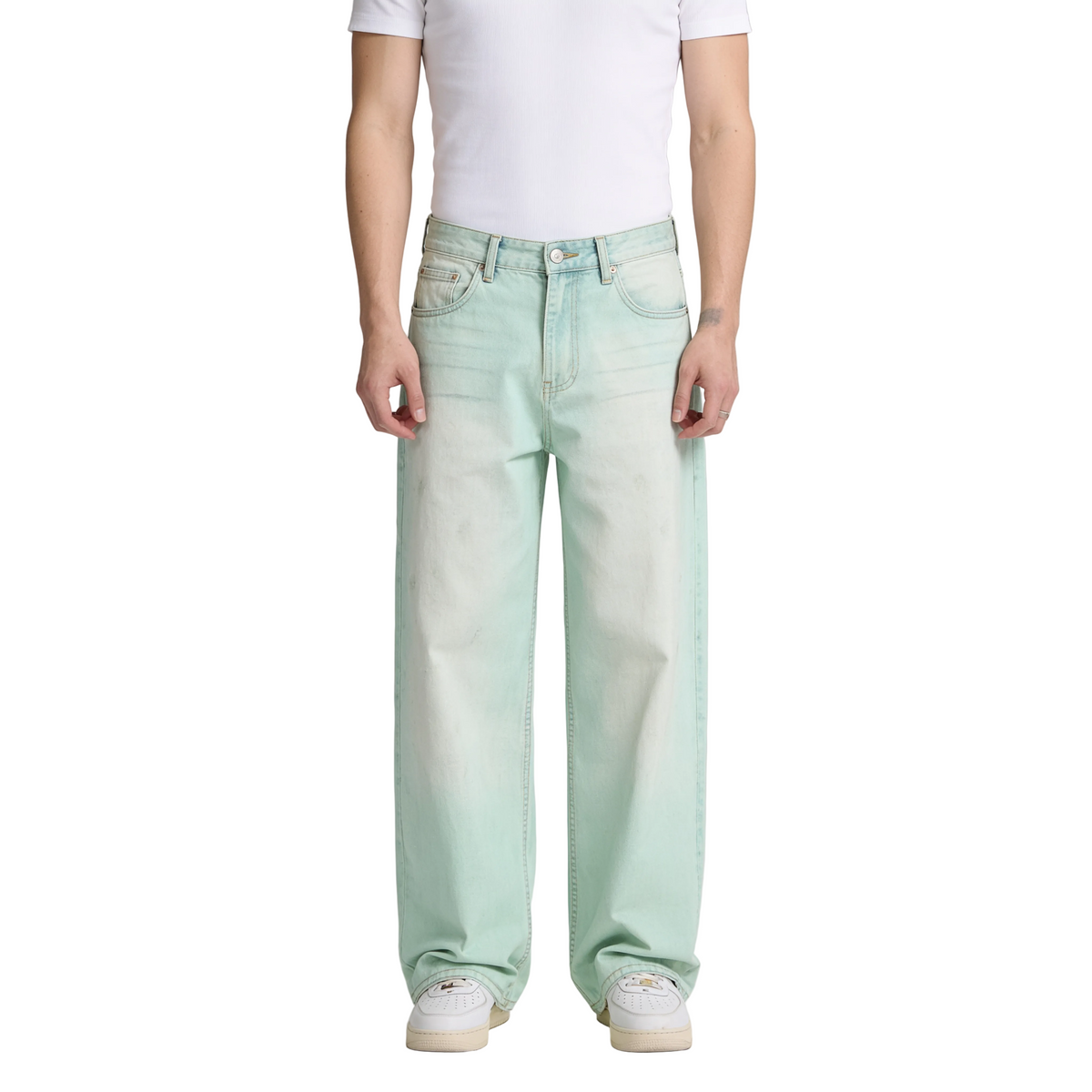 Mint Fade Wide-Leg Jeans
