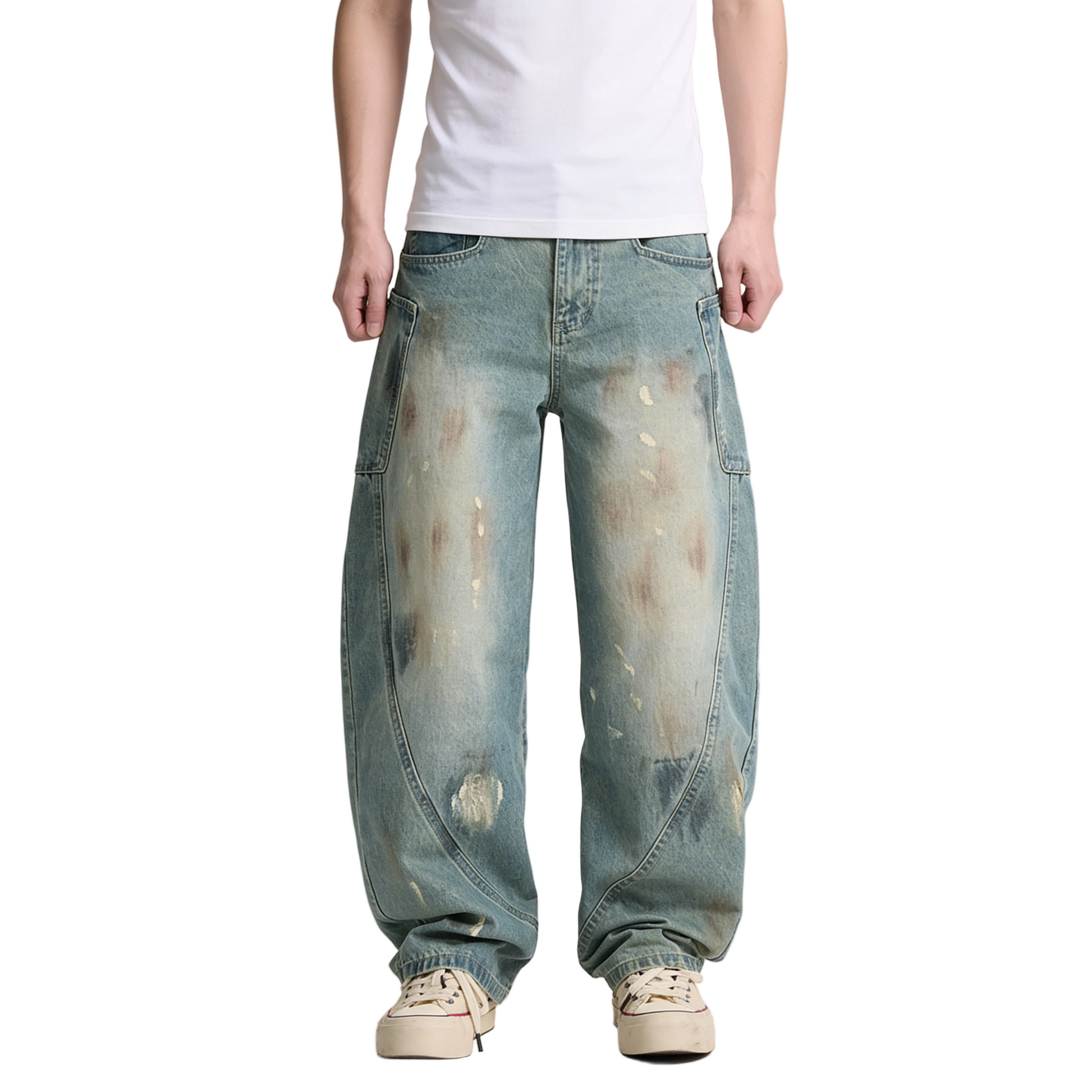 Vintage Green Wash Utility Jeans