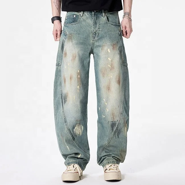 Vintage Green Wash Utility Jeans