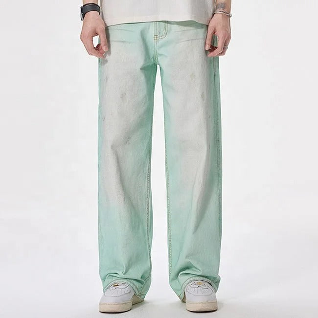 Mint Fade Wide-Leg Jeans