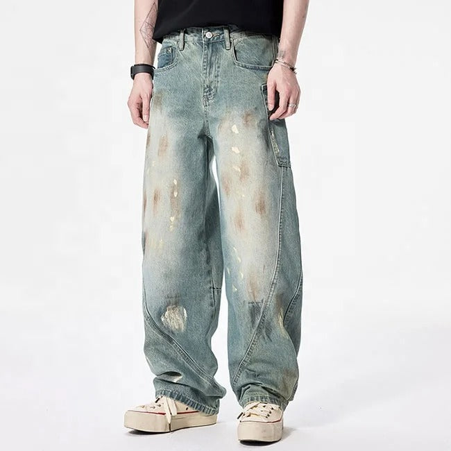 Vintage Green Wash Utility Jeans