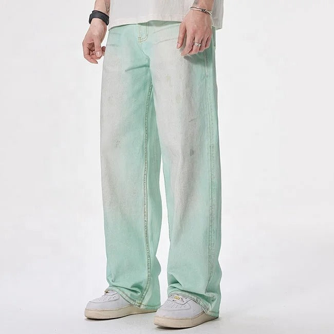 Mint Fade Wide-Leg Jeans
