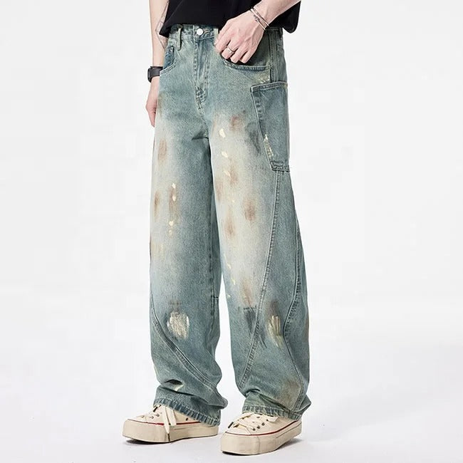 Vintage Green Wash Utility Jeans