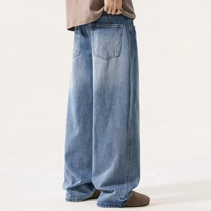 Light Wash Wide Leg Jeans with Distressed Details