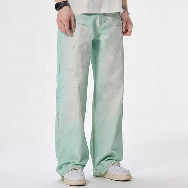Mint Fade Wide-Leg Jeans