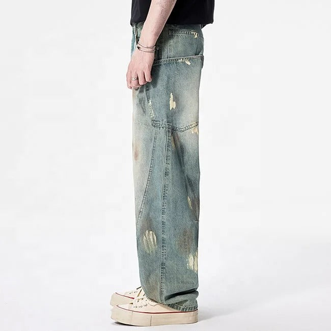 Vintage Green Wash Utility Jeans