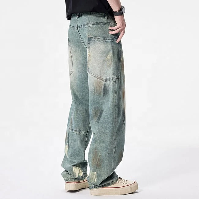 Vintage Green Wash Utility Jeans
