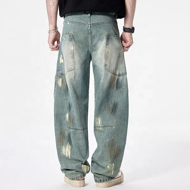 Vintage Green Wash Utility Jeans